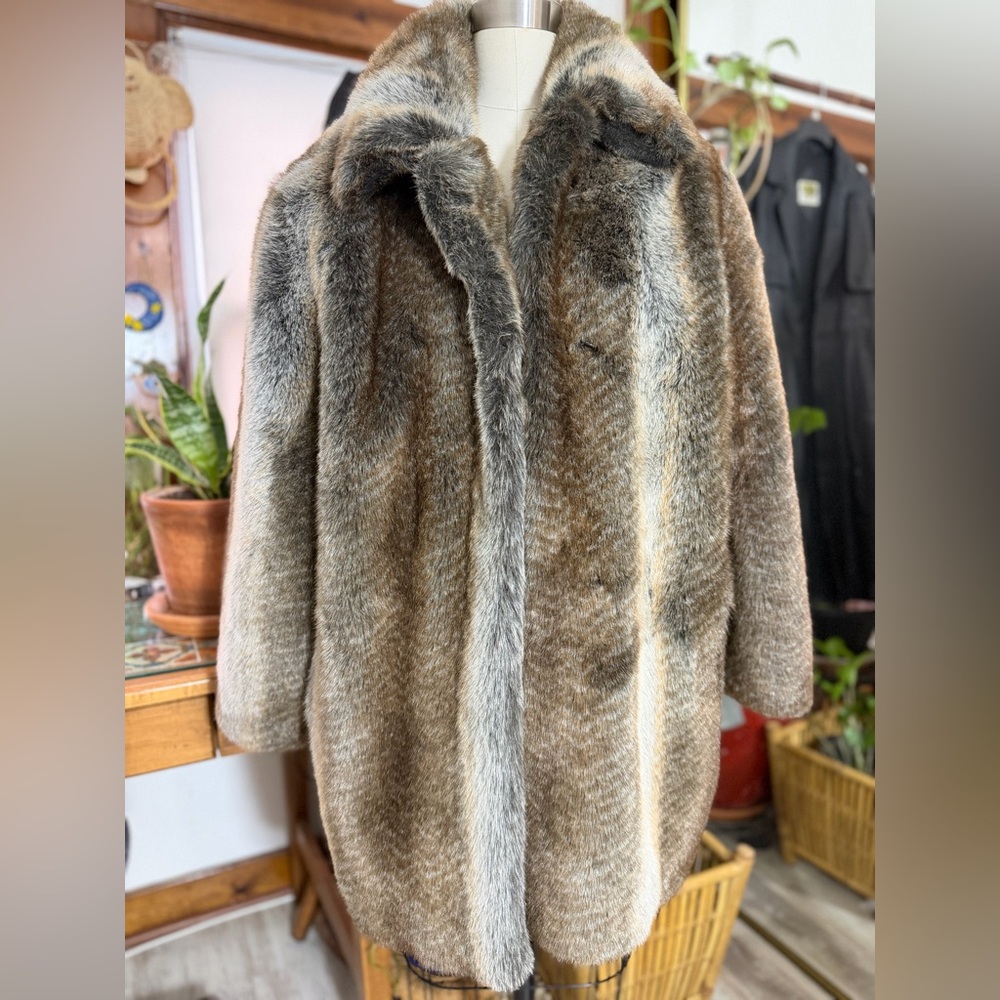 Fabulous Furs By Donna Saylers Vintage Made in USA FAUX FUR JACKET MOB WIFE L